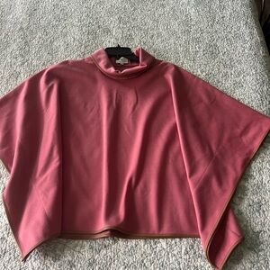 Tuckernuck Pink Piper faux leather Poncho with Tan leather Trim